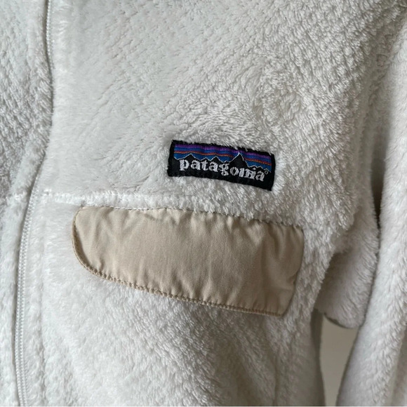 Patagonia Full-Zip Re-Tool Fleece Jacket soft fur pockets cowl neck cream size S - Picture 2 of 11